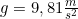 g=9,81 \frac{m}{s^2}