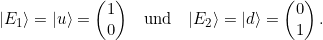 \[ \ket{E_1} = \ket{u} = \begin{pmatrix} 1 \\ 0\end{pmatrix} \;\;\;\text{und}\;\;\;\ket{E_2} = \ket{d} = \begin{pmatrix} 0 \\ 1\end{pmatrix}. \]